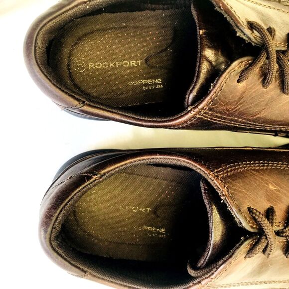 Rockport Shoes Leather Lace Oxford Apron Brown Casual 10.5 Men Webern Preppy